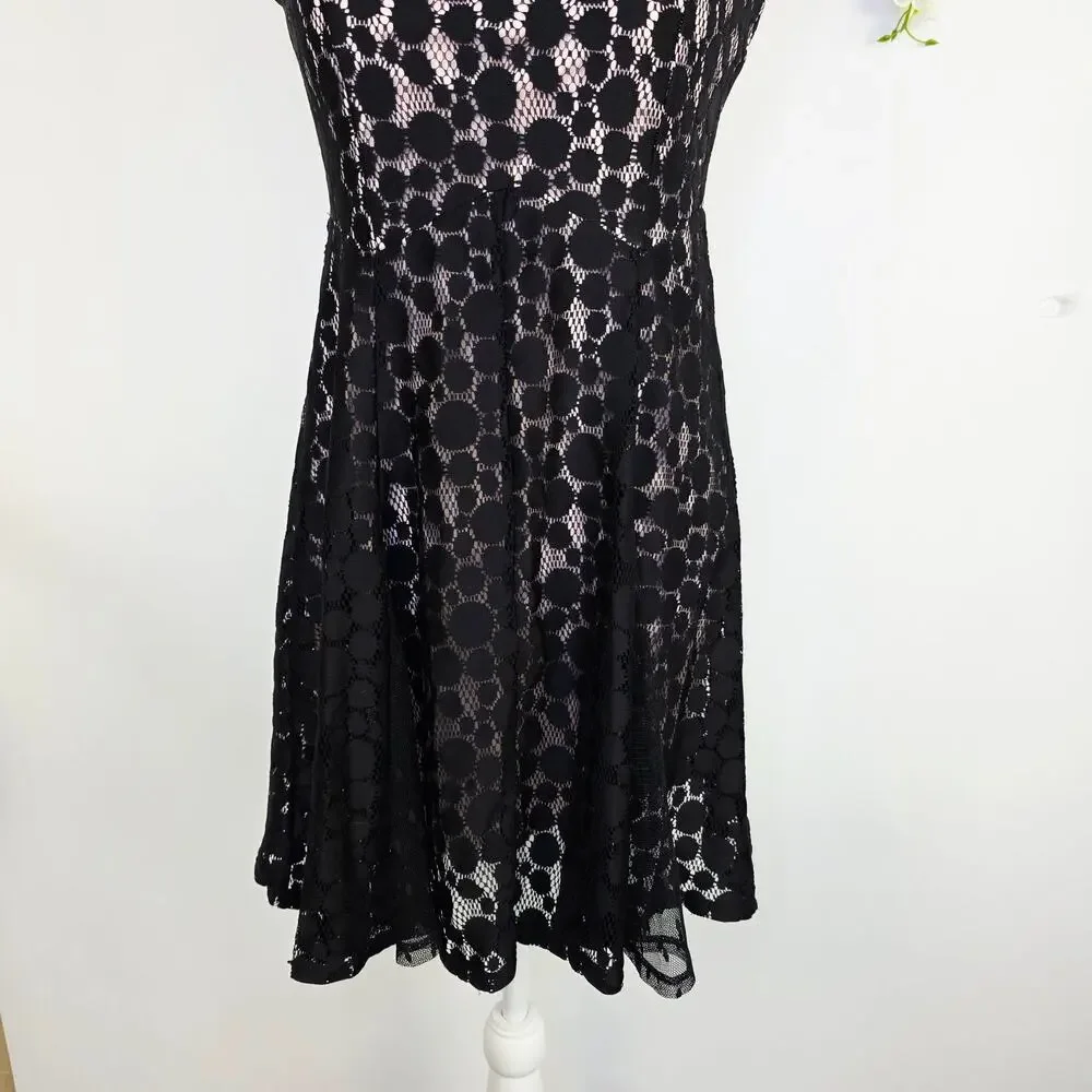 Disney Minnie Rocks the Dots Dress Medium Black Lace Polka Dot Whimisgoth